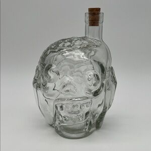 Zombie Scull Head Clear Glass Decanter Bottle with Cork by BarBuzzo 38oz